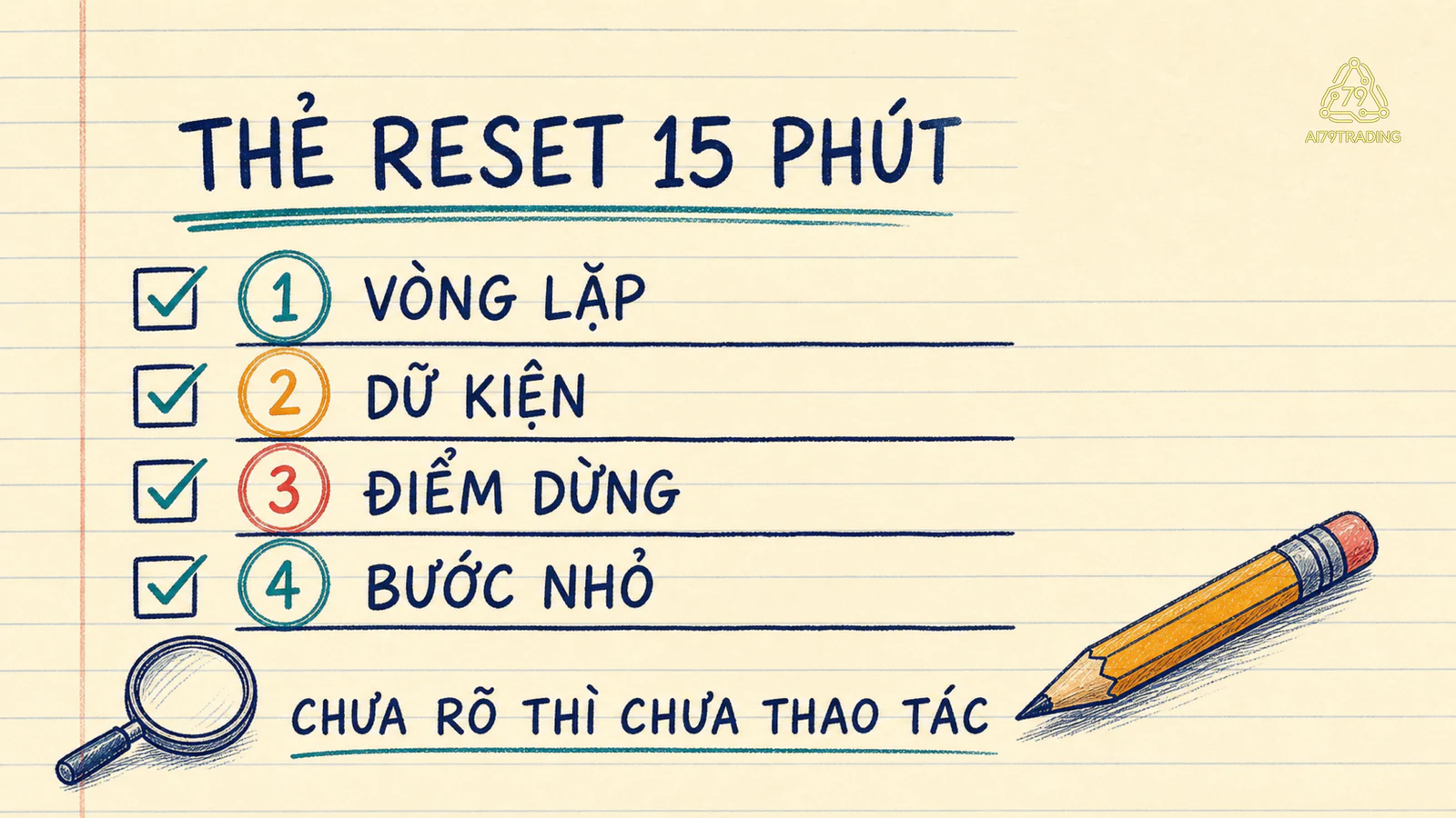 Checklist Reset gồm vòng lặp dữ kiện điểm dừng và bước nhỏ tuần này