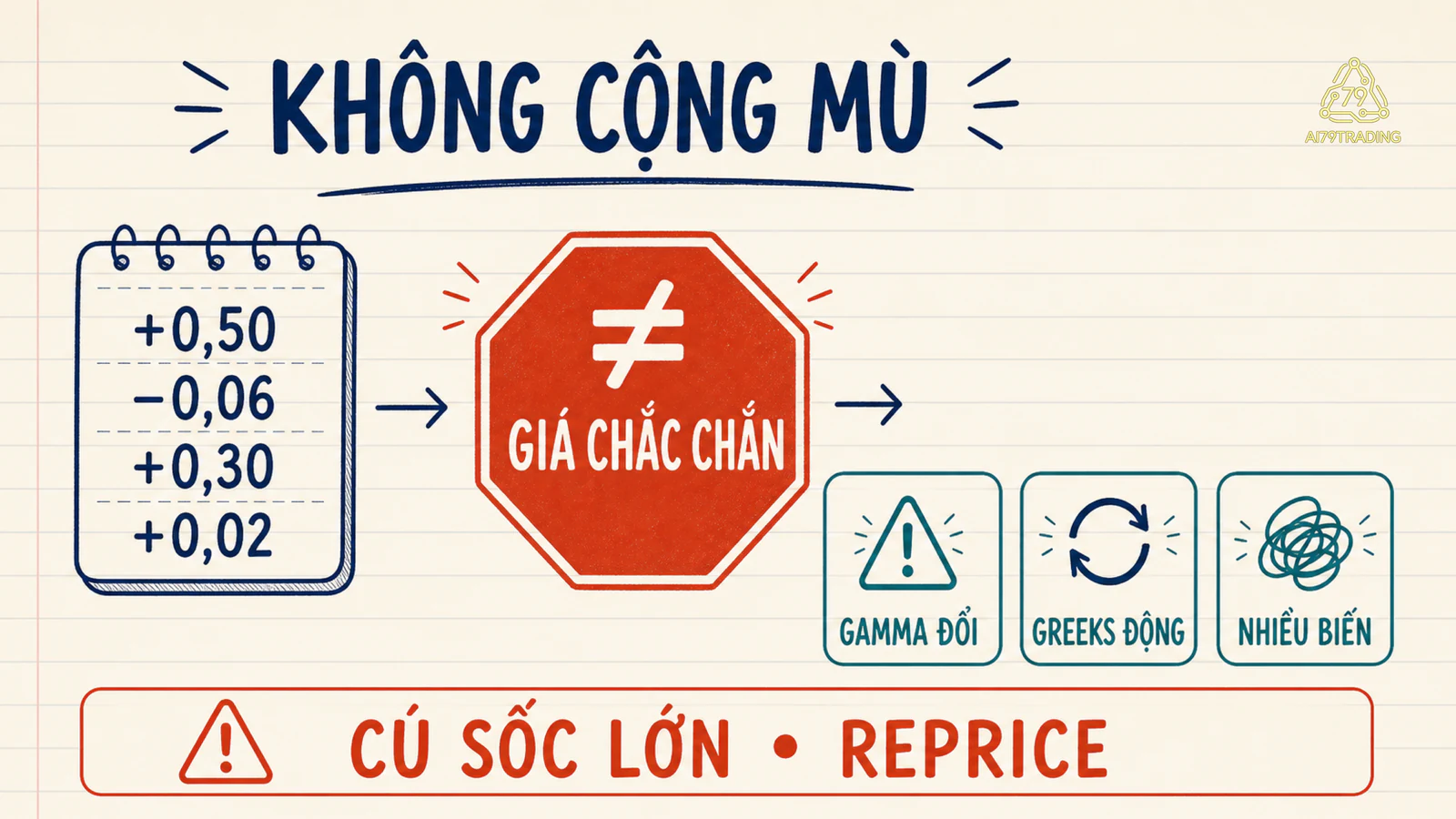 Không cộng mù các Greeks