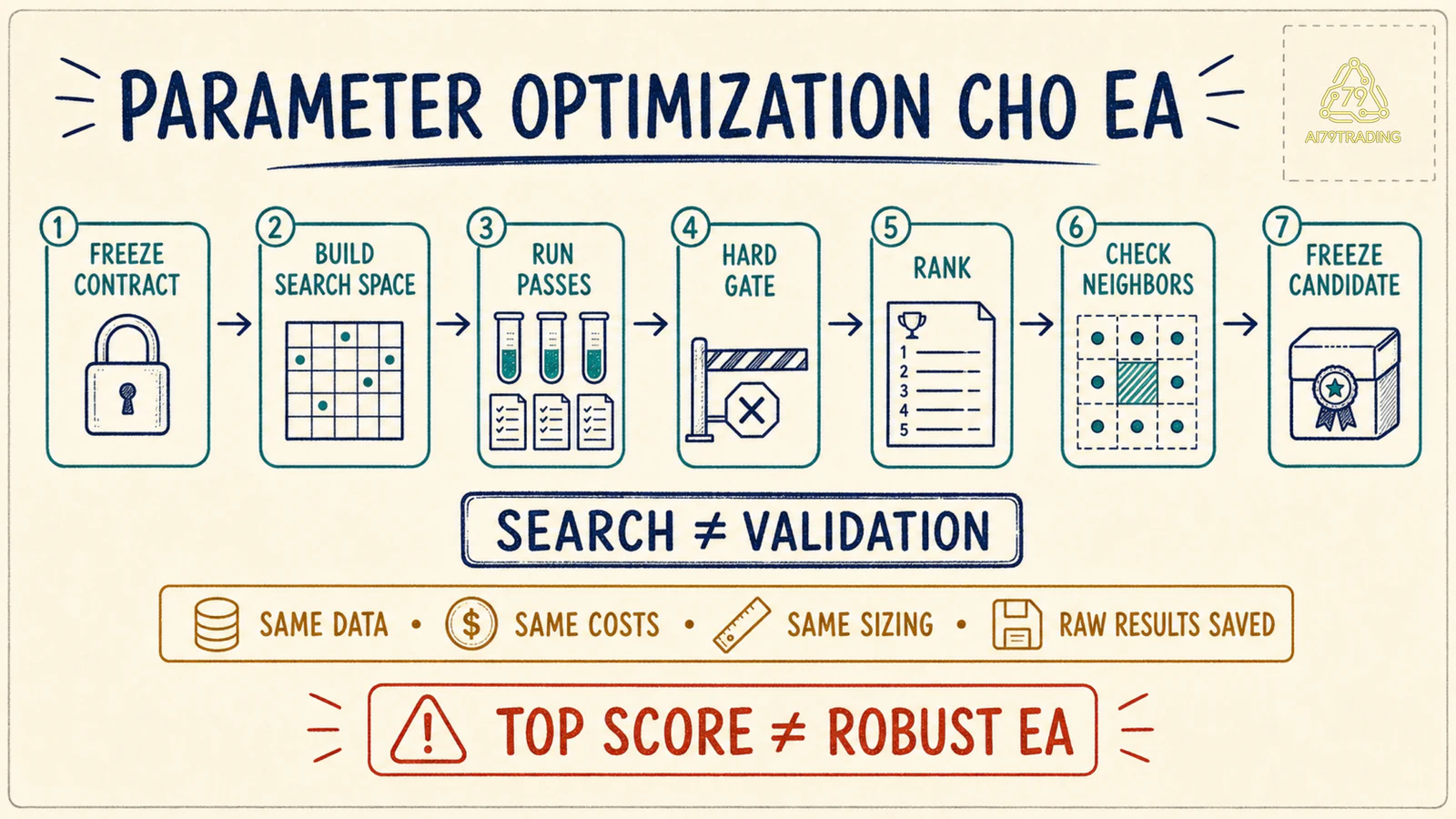 Sơ đồ hợp đồng parameter optimization từ khóa search space đến candidate