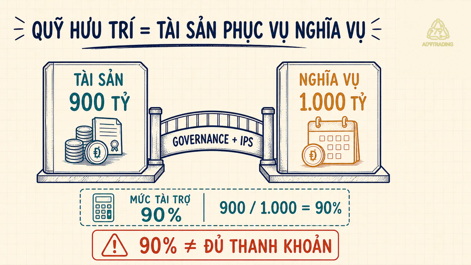 Hai sổ tài sản 900 tỷ và nghĩa vụ 1.000 tỷ nối qua quản trị và bản chính sách với mức tài trợ 90%