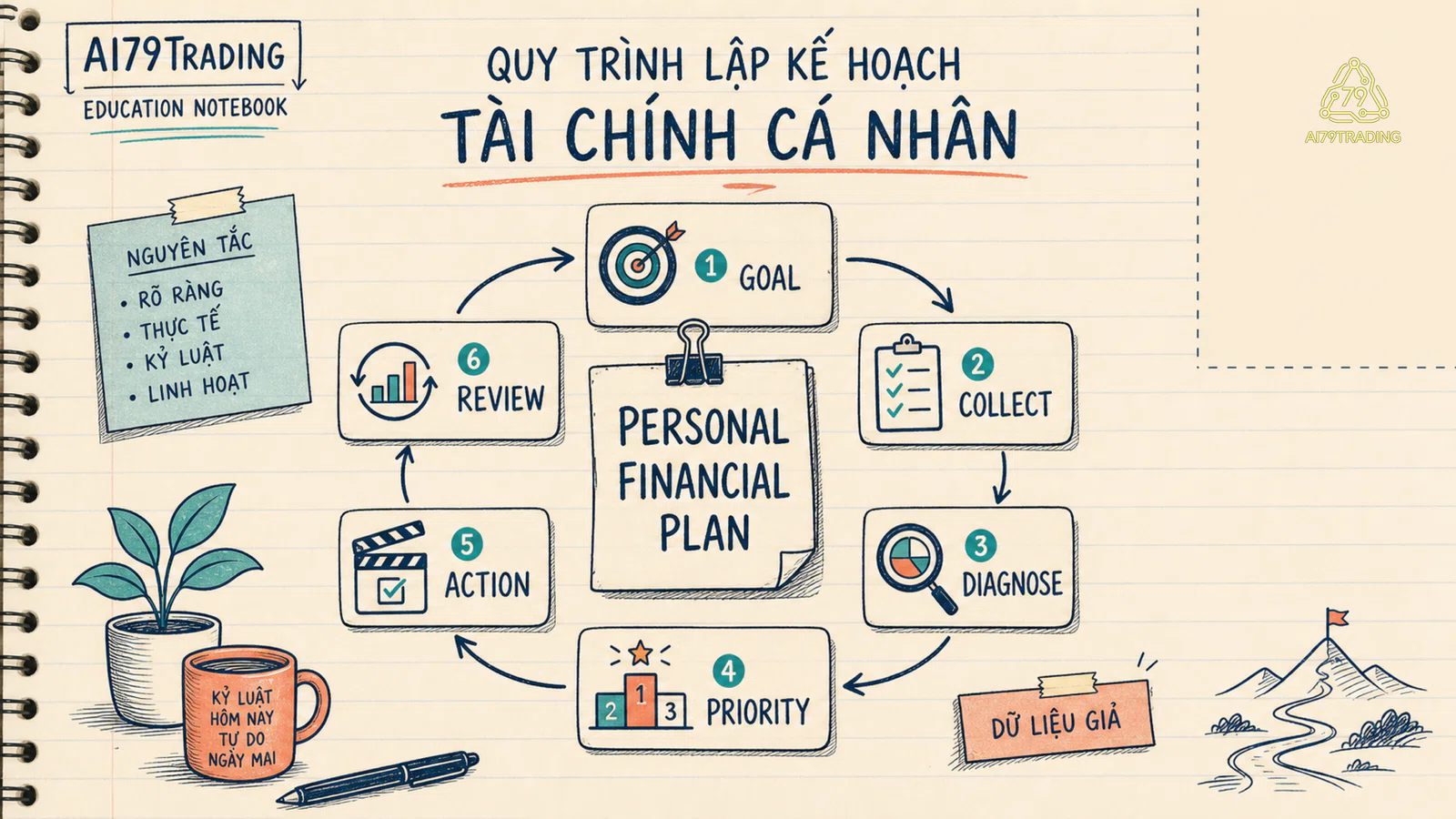 Vòng workflow sáu bước lập kế hoạch tài chính cá nhân