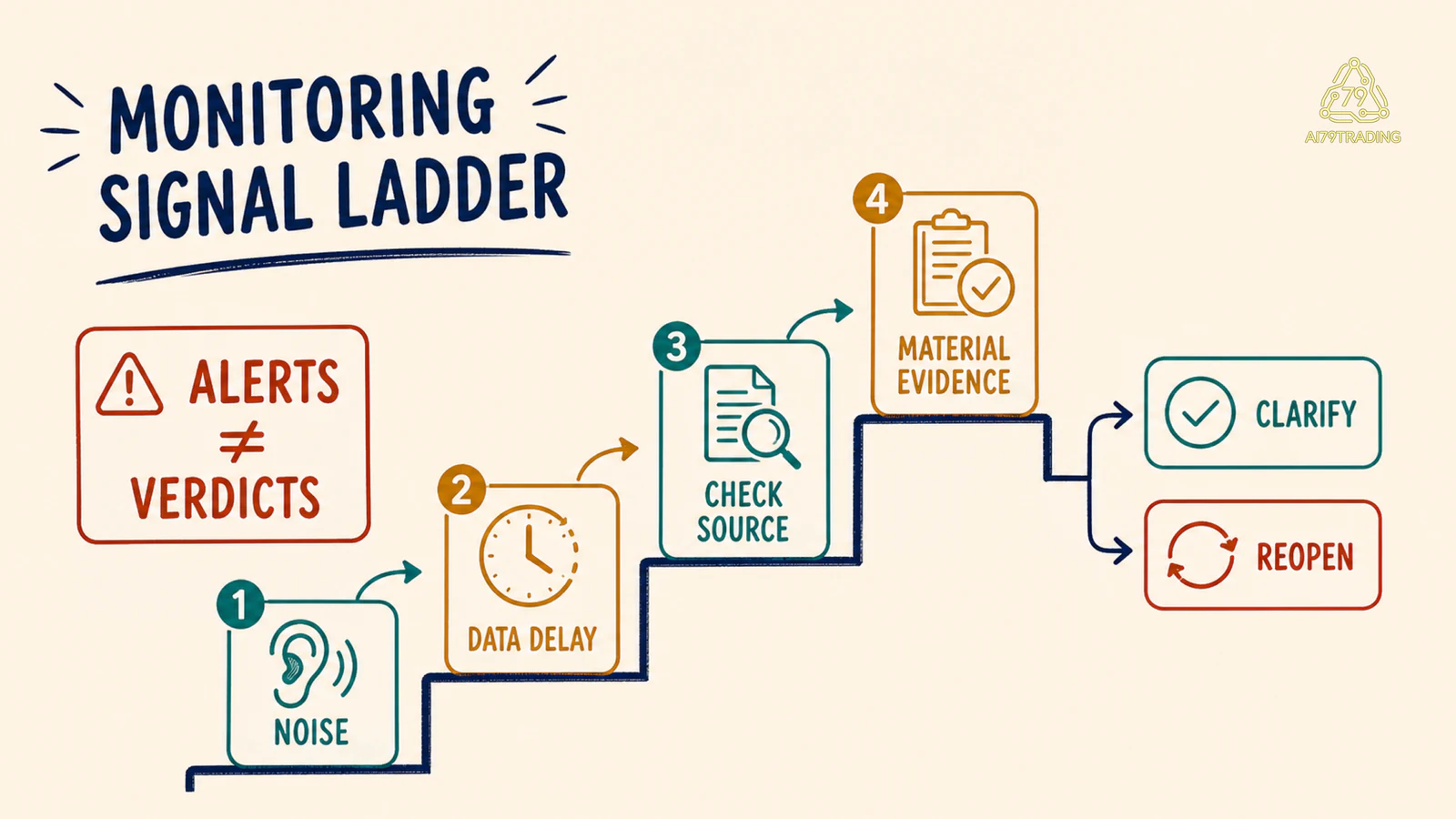 Thang tín hiệu monitoring phân biệt price noise data delay source check và material evidence