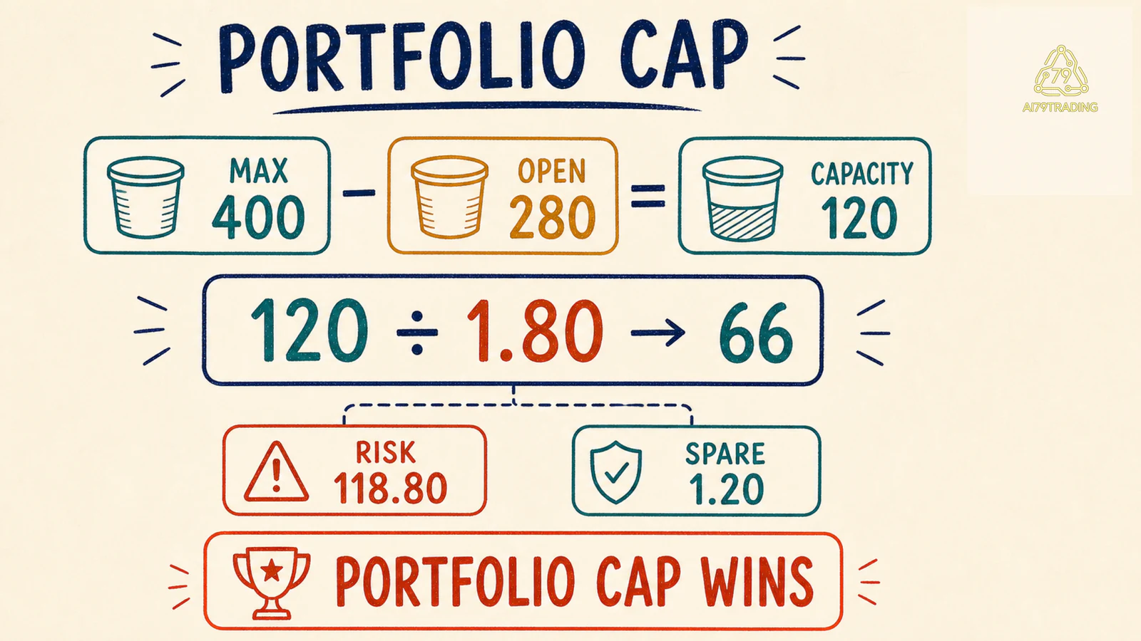 Sơ đồ portfolio cap giảm capacity từ 150 xuống 120 và quantity còn 66
