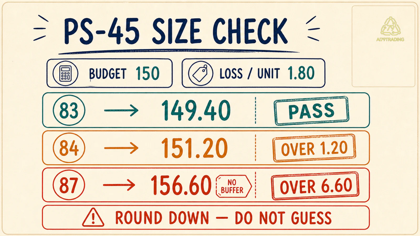 Thẻ PS-45 so sánh quantity 83, 84 và 87 theo risk budget