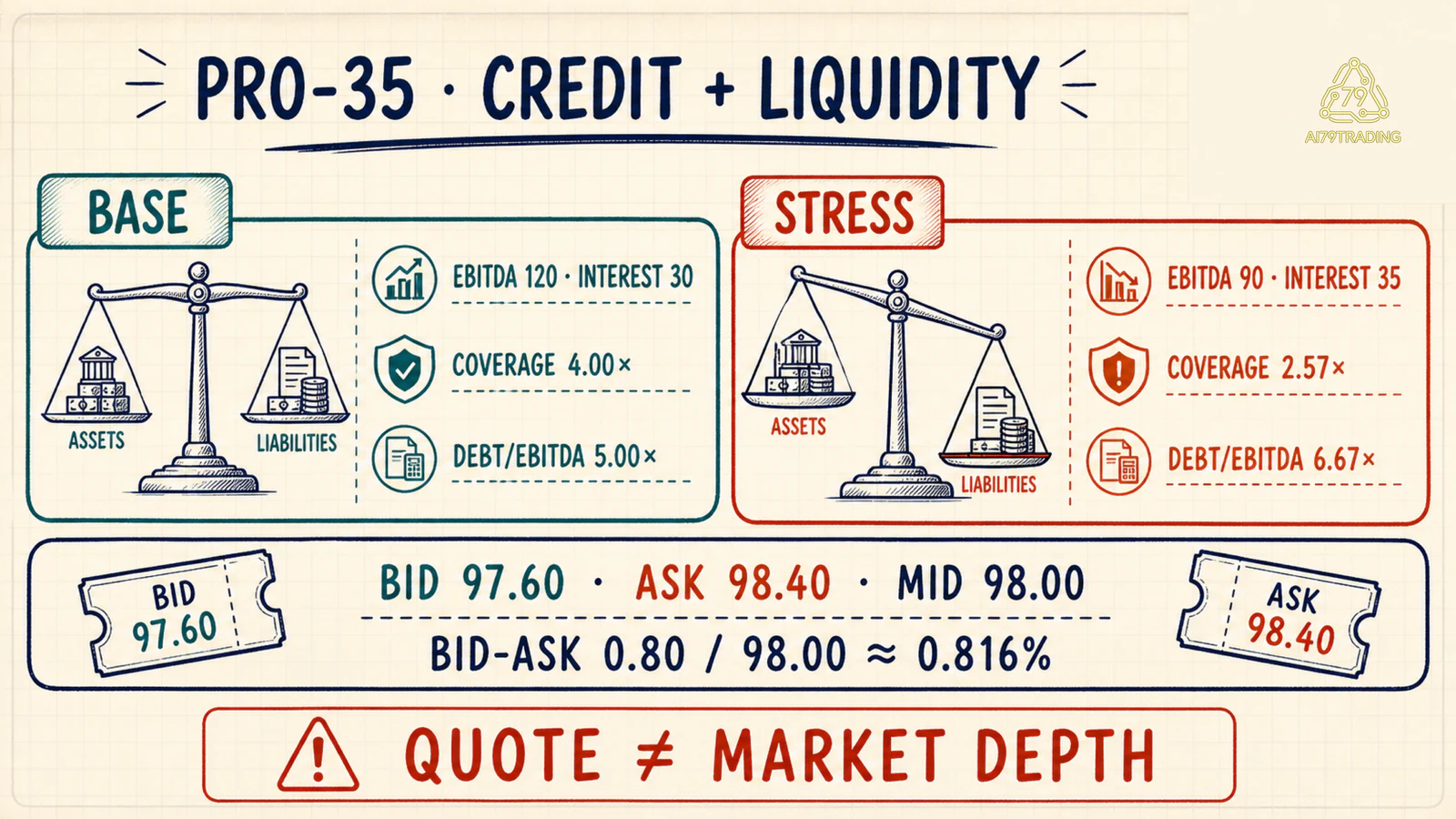 So sánh credit cơ sở, credit stress và chênh bid-ask của PRO-35