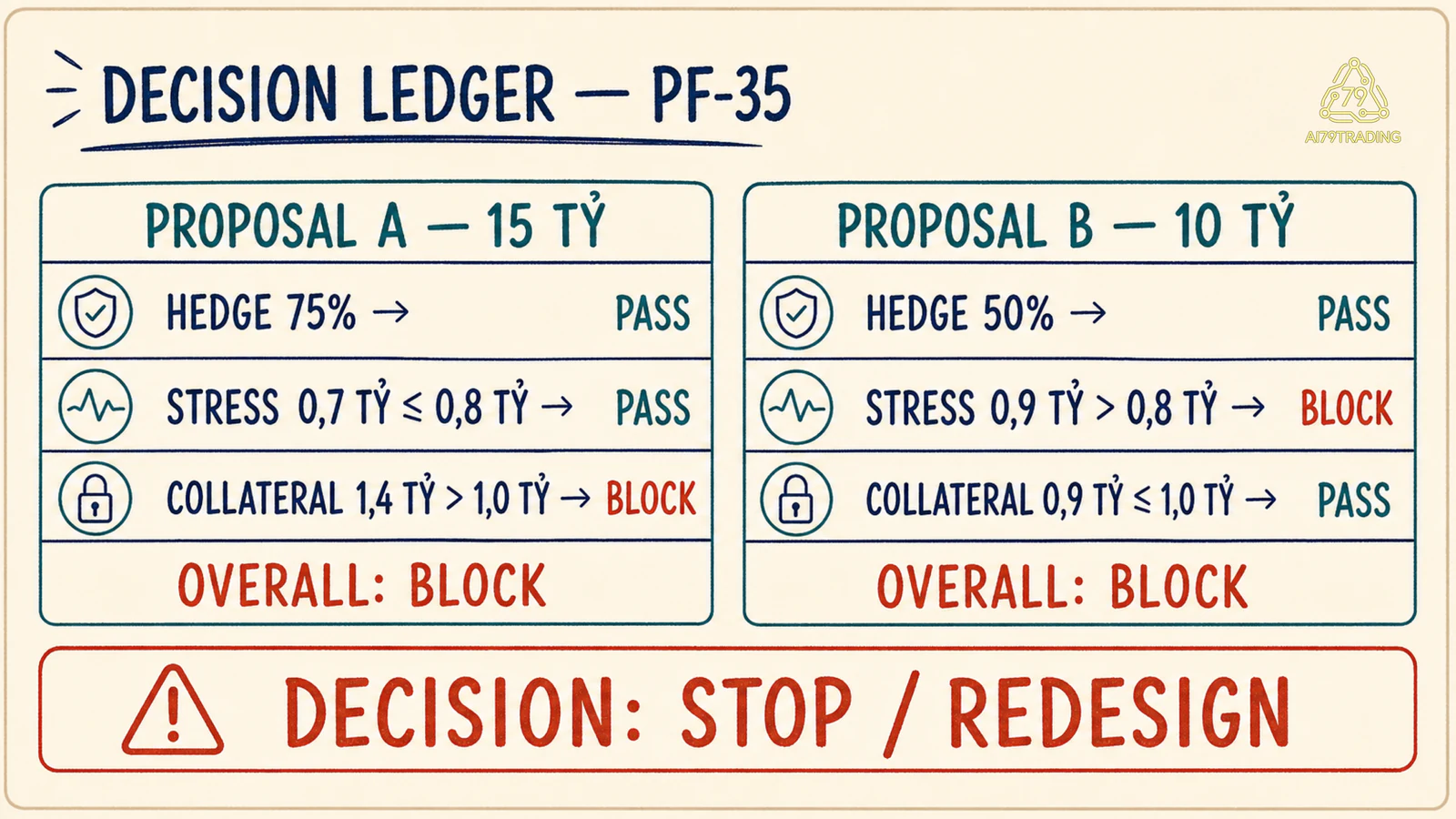 Decision ledger PF-35 cho Proposal A và B