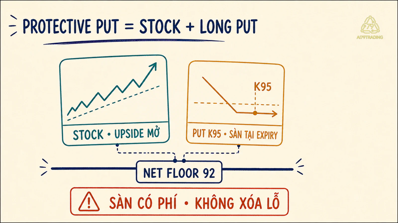 Protective Put ghép stock với long Put K95