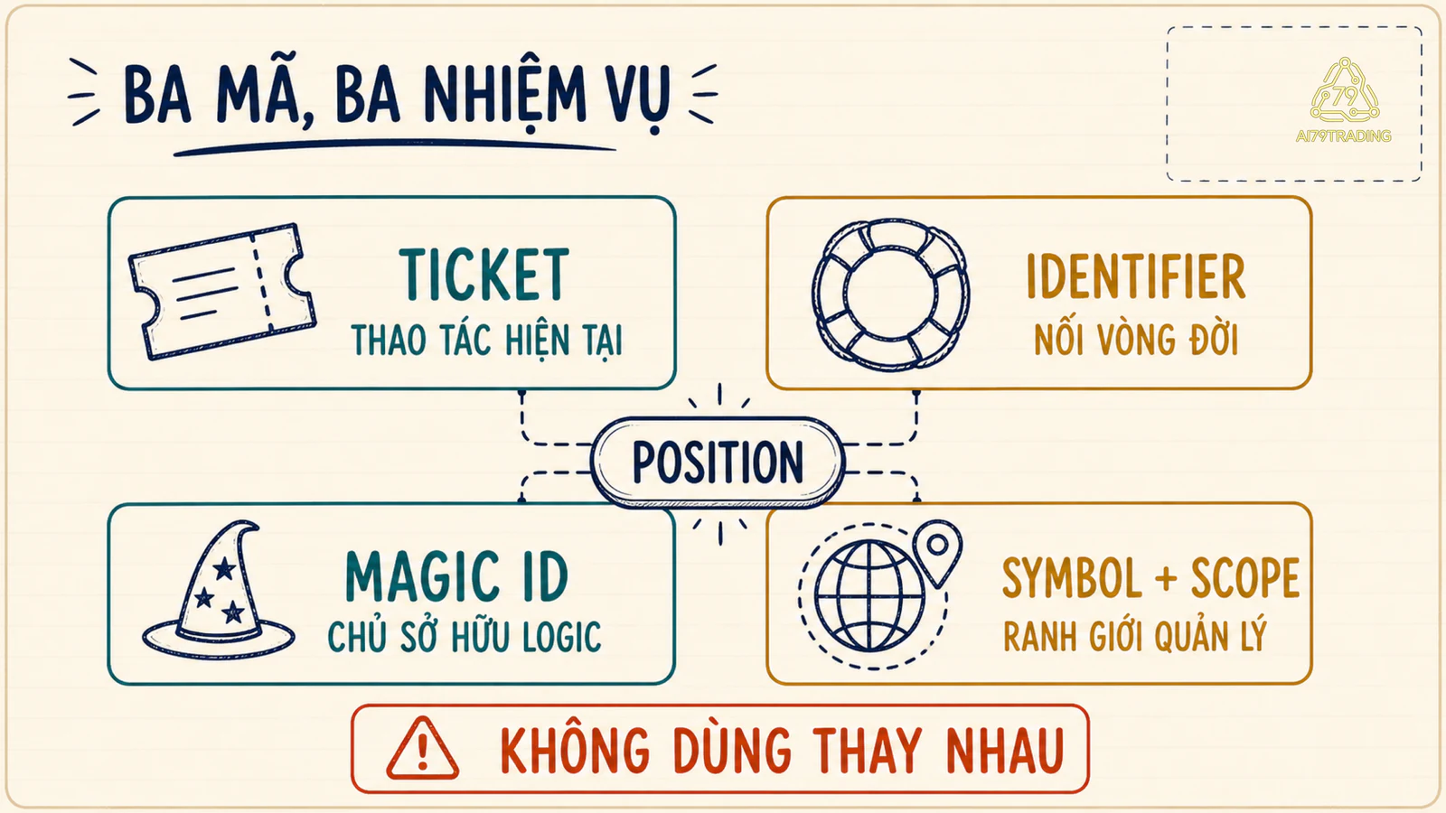 Thẻ nhận diện position phân biệt Ticket Identifier Magic và Symbol Scope