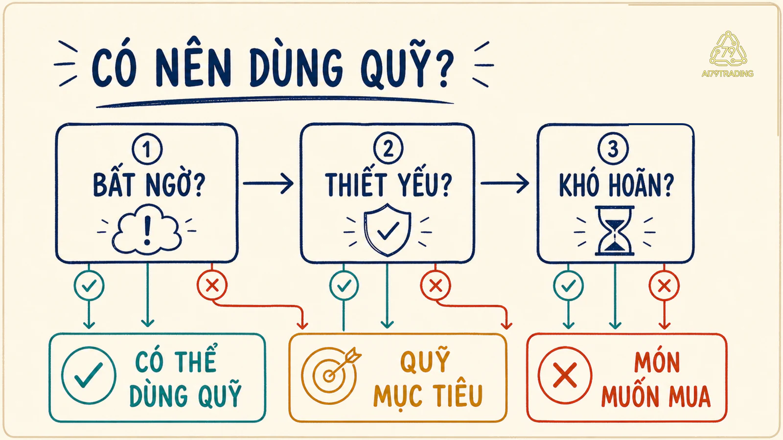 Cây câu hỏi giúp phân biệt chi khẩn cấp với khoản đã dự kiến hoặc có thể hoãn