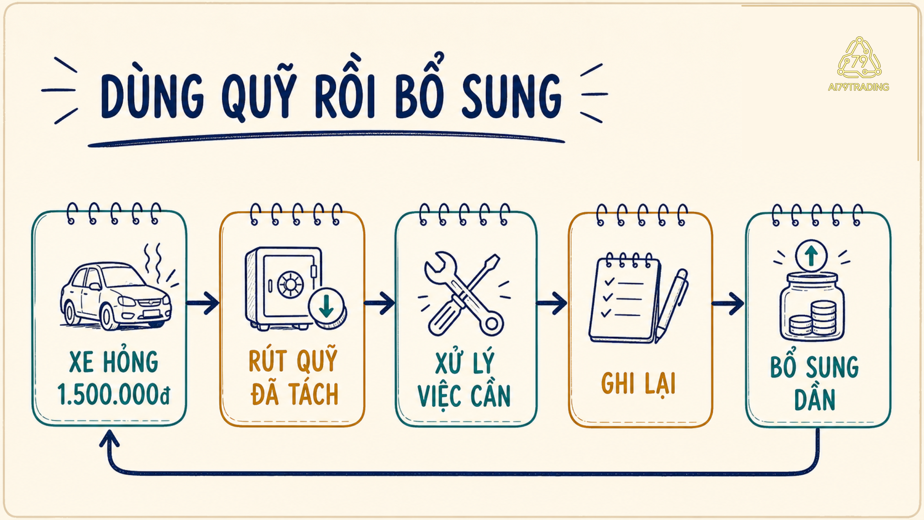 Vòng lặp dùng quỹ dự phòng cho sự cố bất ngờ rồi lập lịch bổ sung quỹ