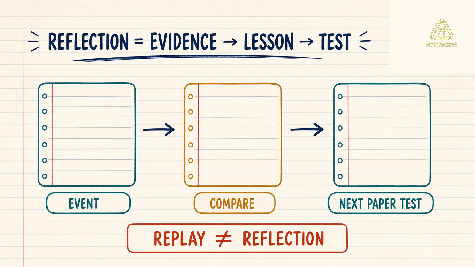 Reflection nối evidence với lesson và test