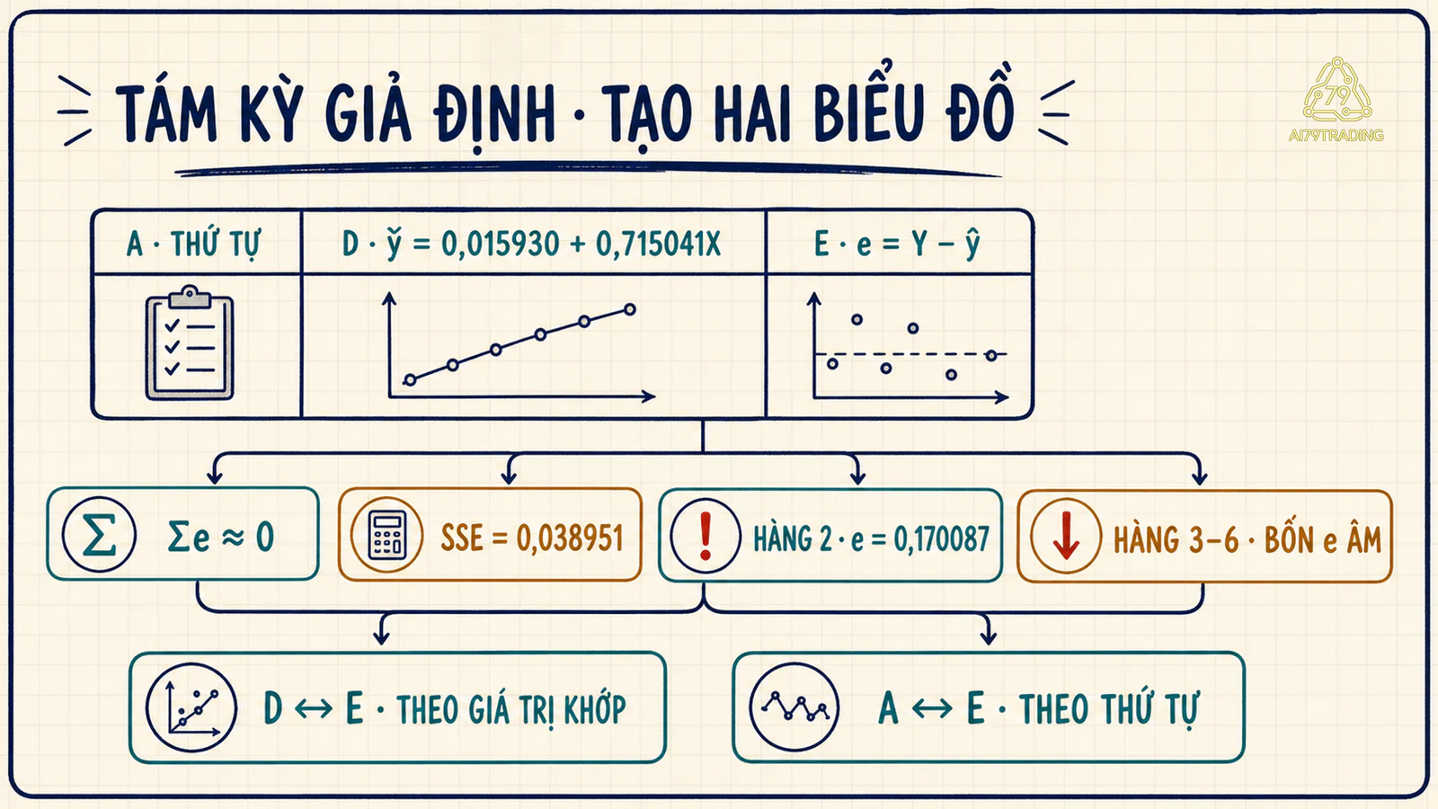 Bảng tám kỳ nối giá trị khớp, sai số dư và hai biểu đồ cần tạo