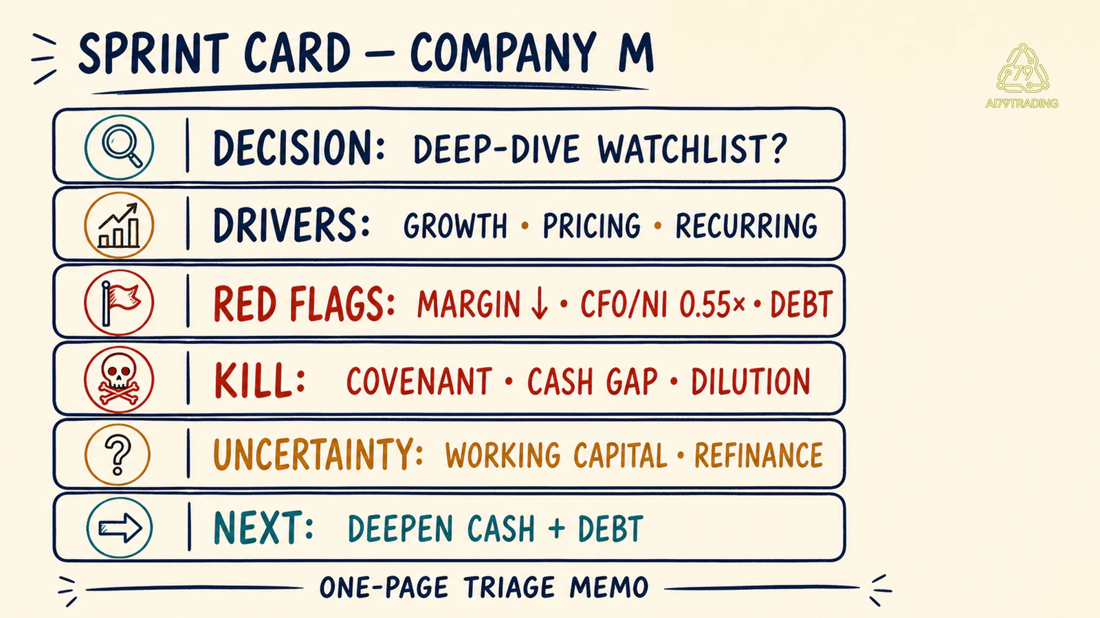 Sprint Card đã điền với drivers, red flags và stopping rule