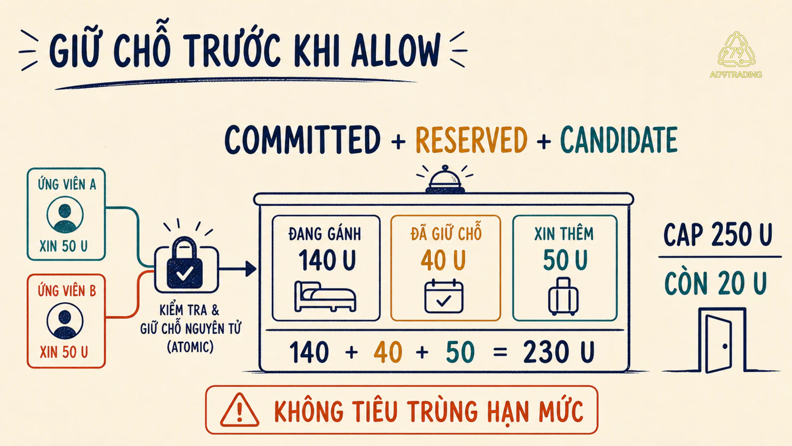 Sổ hạn mức committed reserved và candidate risk chống tiêu trùng