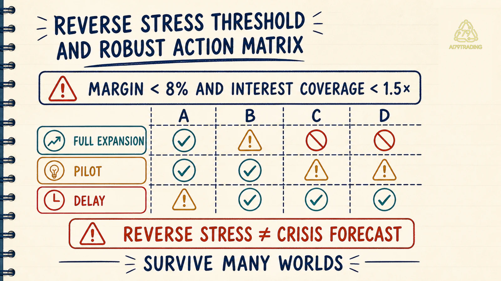Reverse stress threshold và ma trận full expansion, pilot, delay theo nhiều world