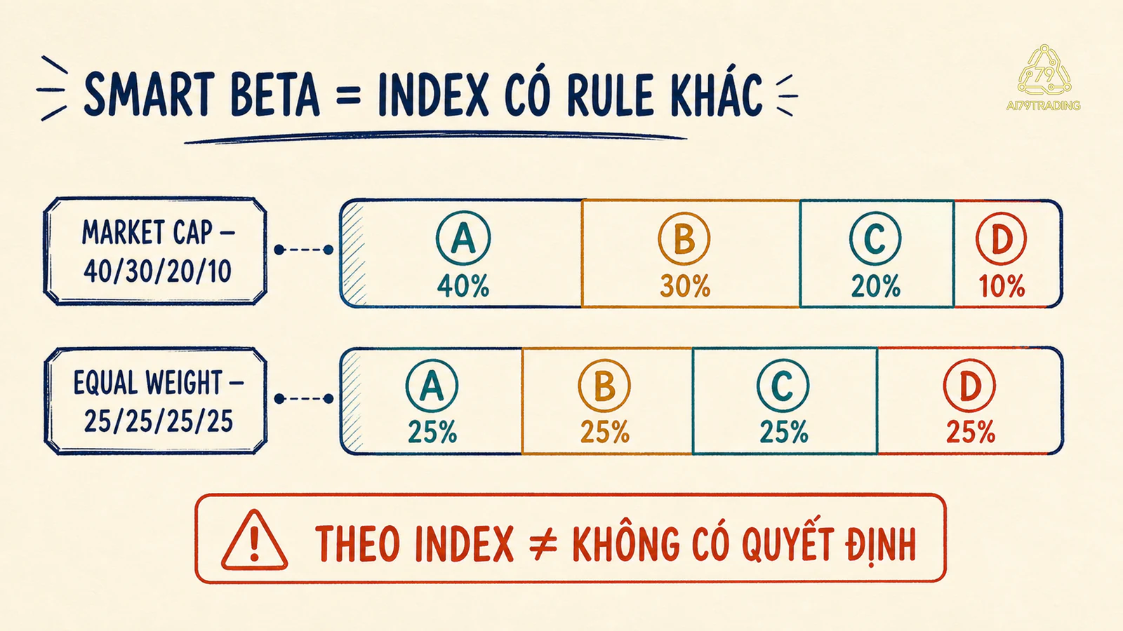 So sánh chỉ số theo vốn hóa và chỉ số chia đều theo quy tắc