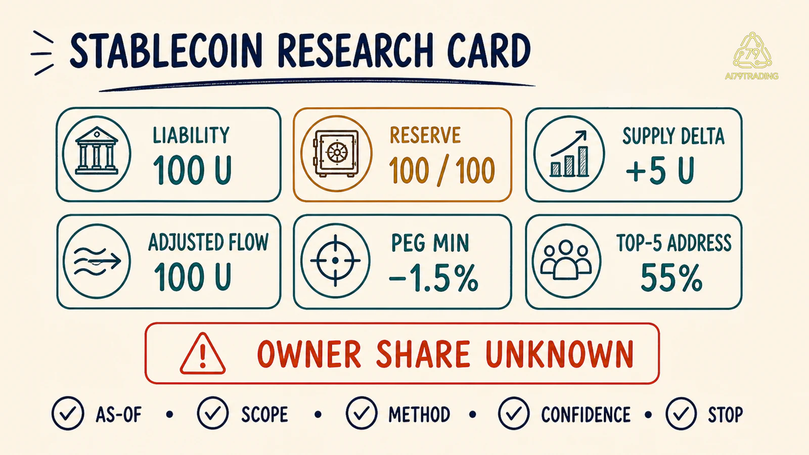Mẫu Stablecoin Research Card sáu lớp STBL-100 đã điền