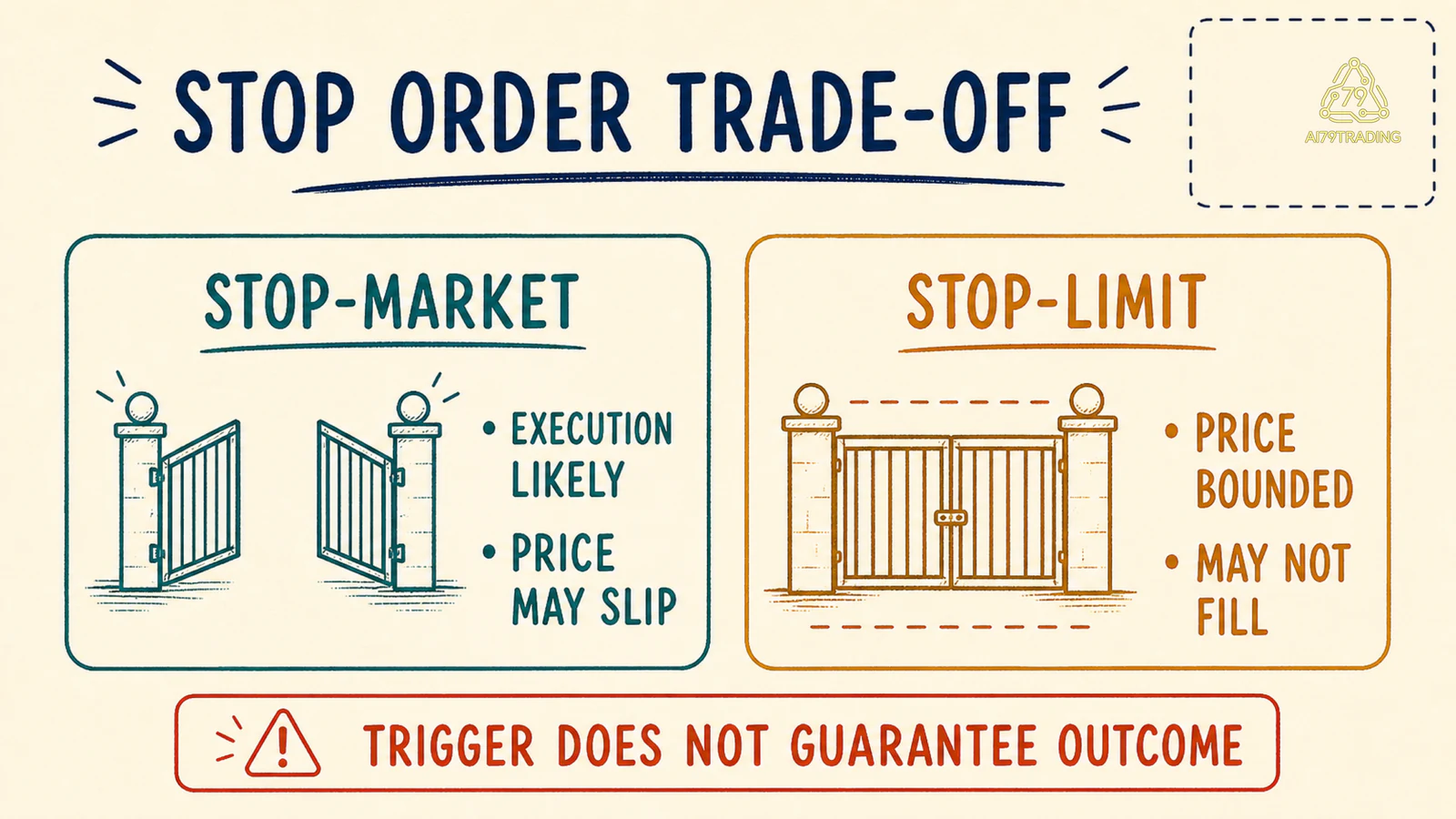 Trade-off giữa stop-market và stop-limit sau khi trigger được kích hoạt