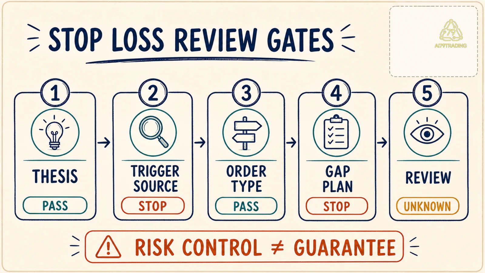 Năm gate review từ thesis đến kế hoạch xử lý gap của Stop Loss