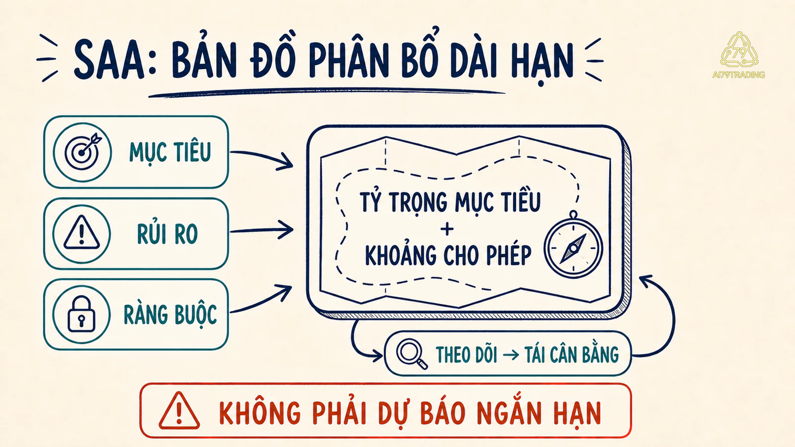 Mục tiêu, rủi ro và ràng buộc đi vào tỷ trọng mục tiêu, khoảng cho phép và vòng tái cân bằng