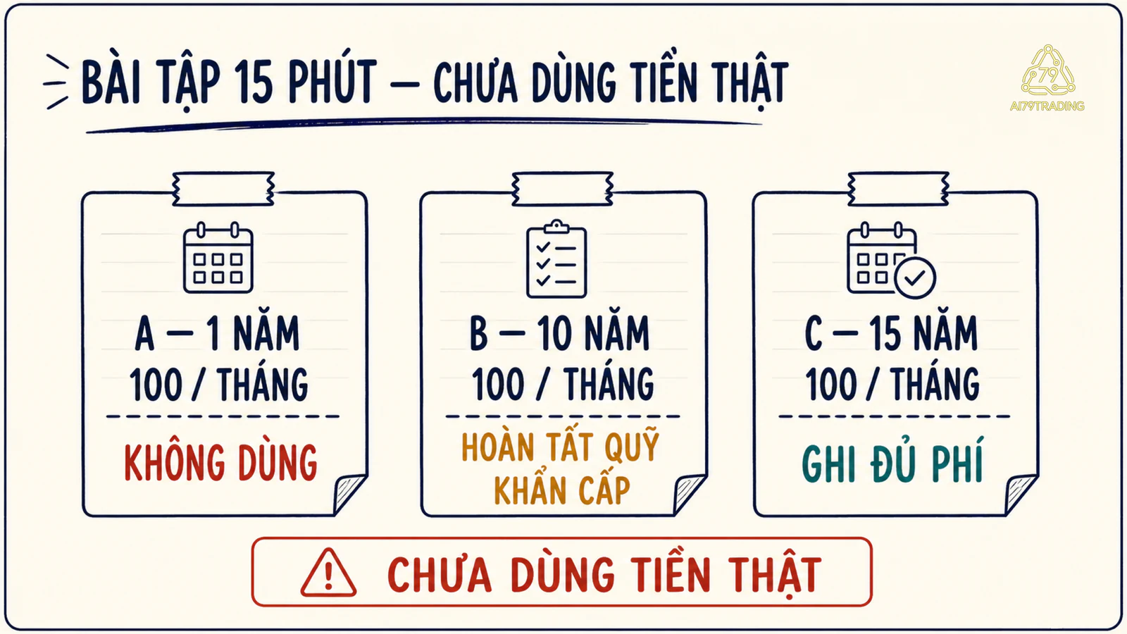 Phiếu thực hành đã điền với ba hồ sơ A, B, C và điều kiện dừng xem lại