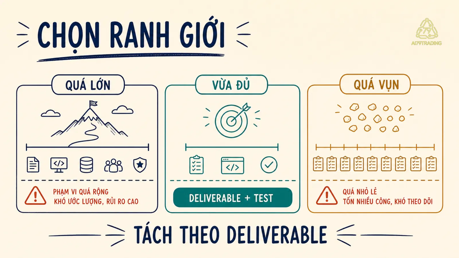 So sánh task quá lớn ranh giới hữu ích và task vụn