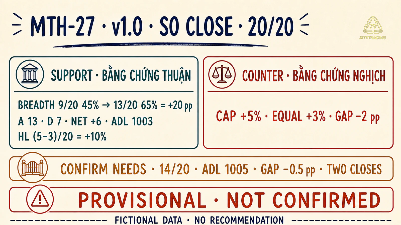 Sổ tính MTH-27 với bằng chứng hai phía và trạng thái PROVISIONAL
