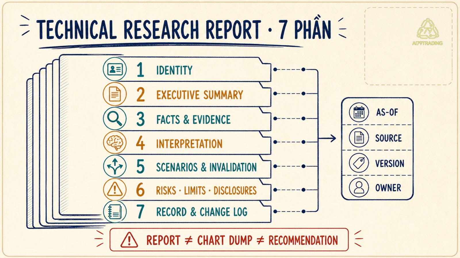 Bảy phần của Technical Research Report từ căn cước đến lịch sử thay đổi