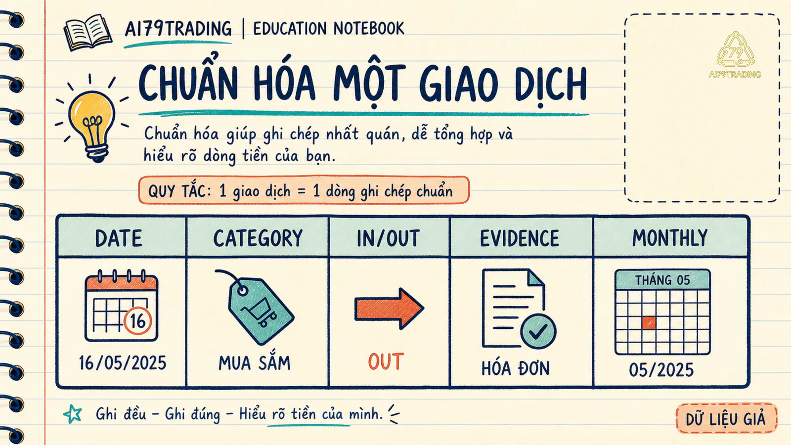 Bảng chuẩn hóa dòng giao dịch tài chính