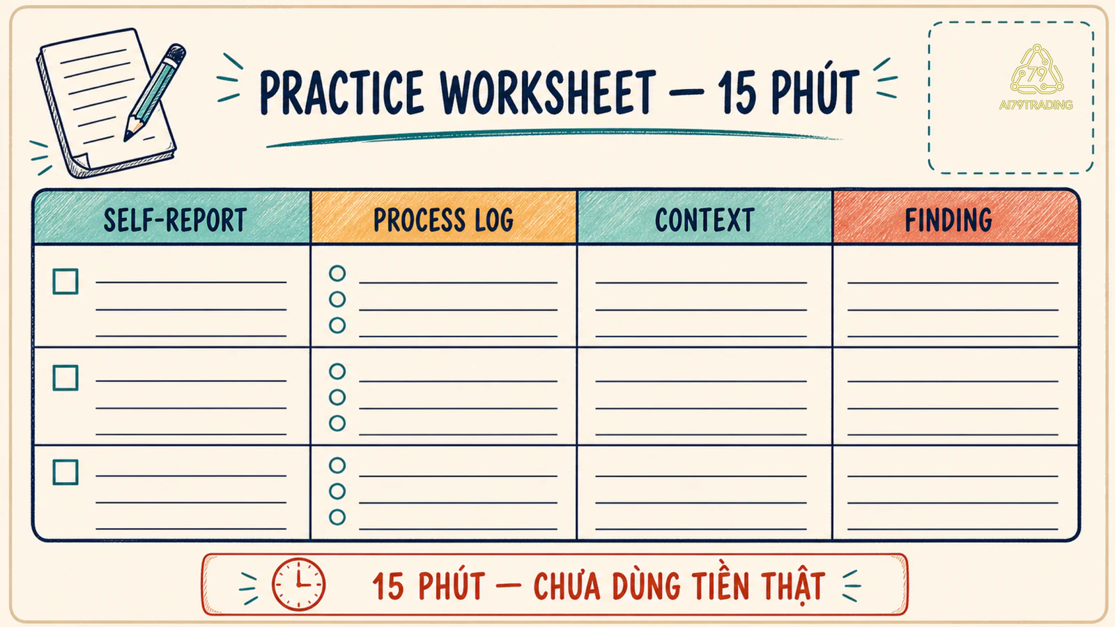 Phiếu bài tập 15 phút đối chiếu self-report với dữ liệu giả