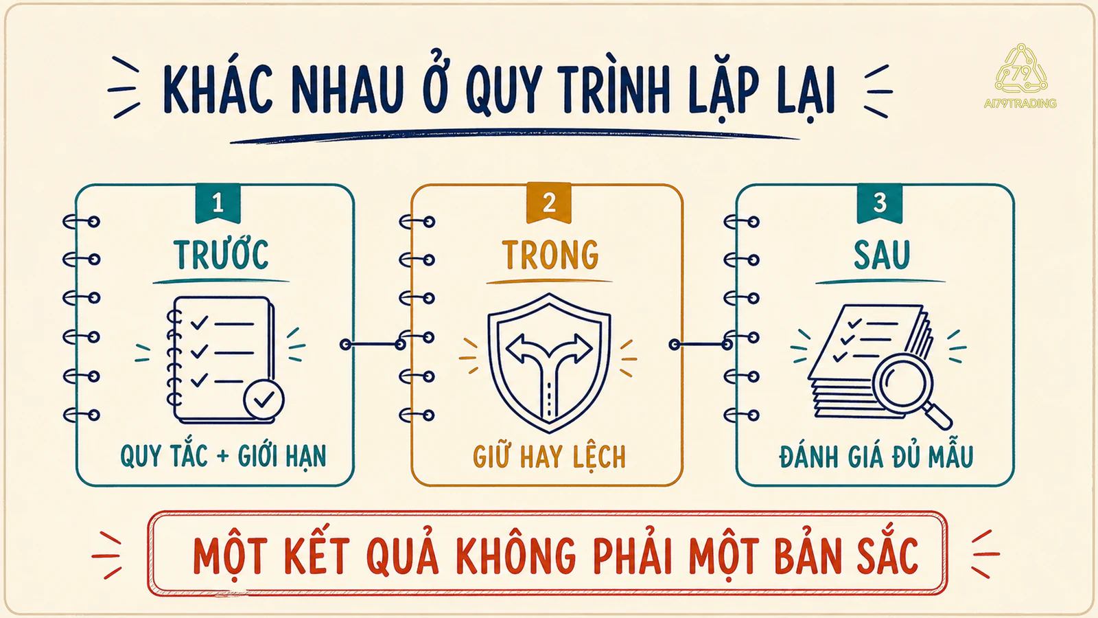 Ba giai đoạn trước trong sau quyết định cho thấy khác biệt nằm ở quy trình lặp lại