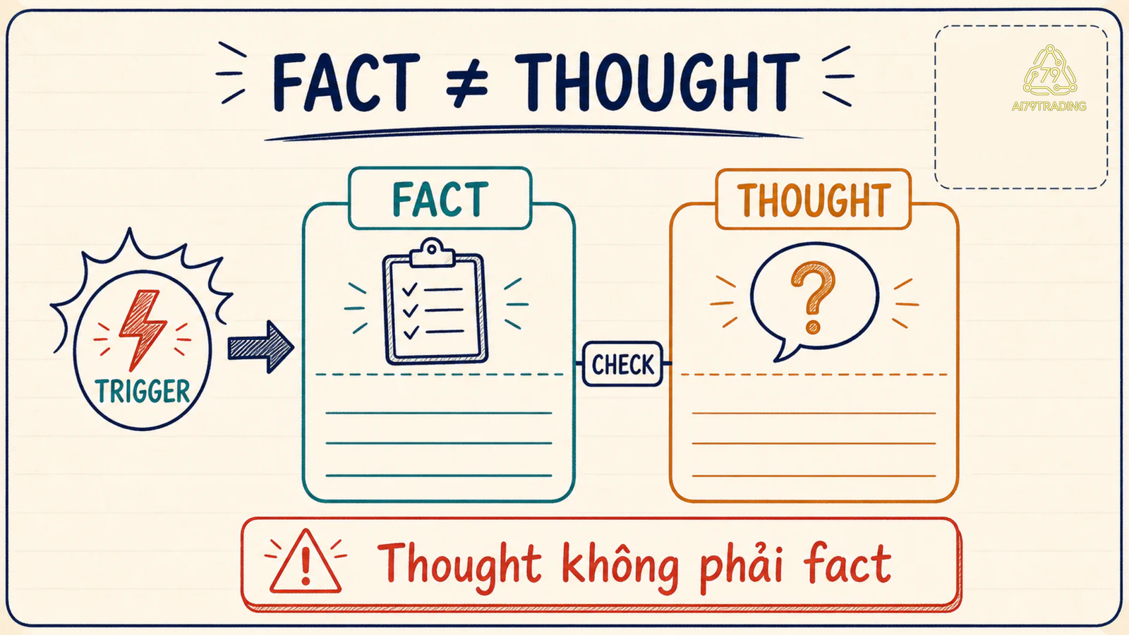 Khung phân biệt fact với thought sau một trigger