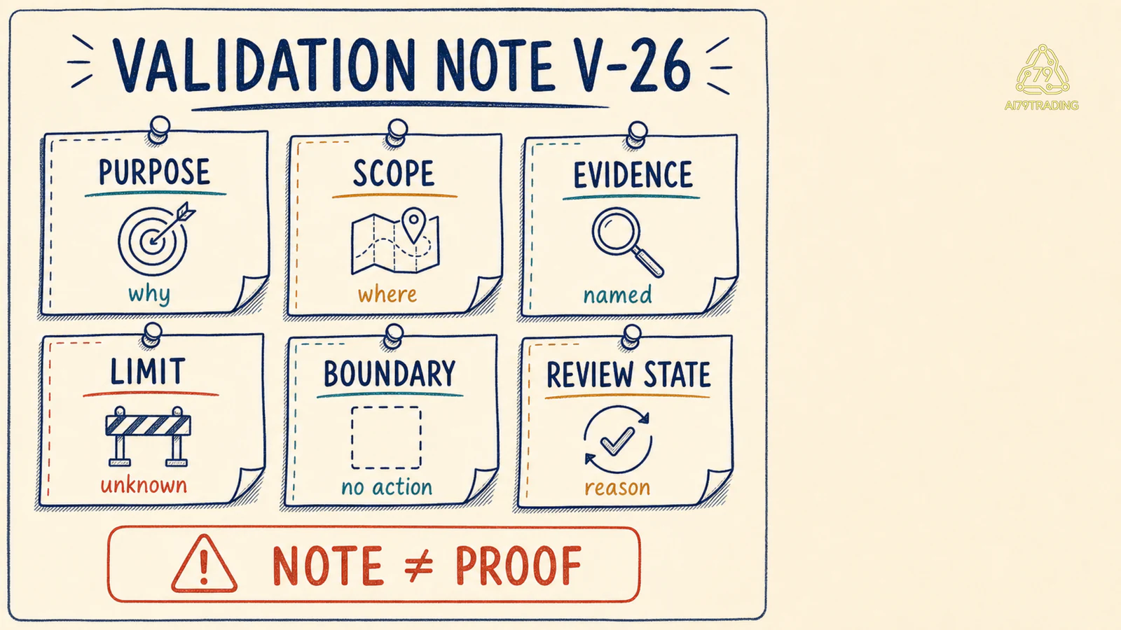 Validation Note V-26 có purpose, scope, evidence, limit, boundary và review state