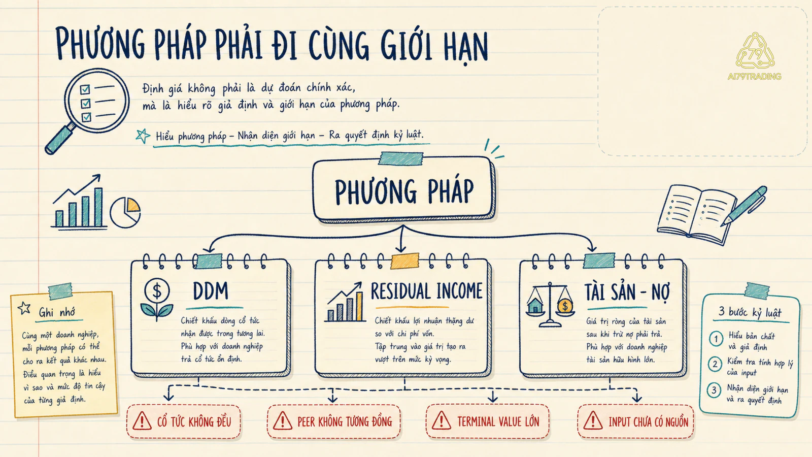 DDM, residual income và các nhánh giới hạn với thẻ sai lầm cần tránh