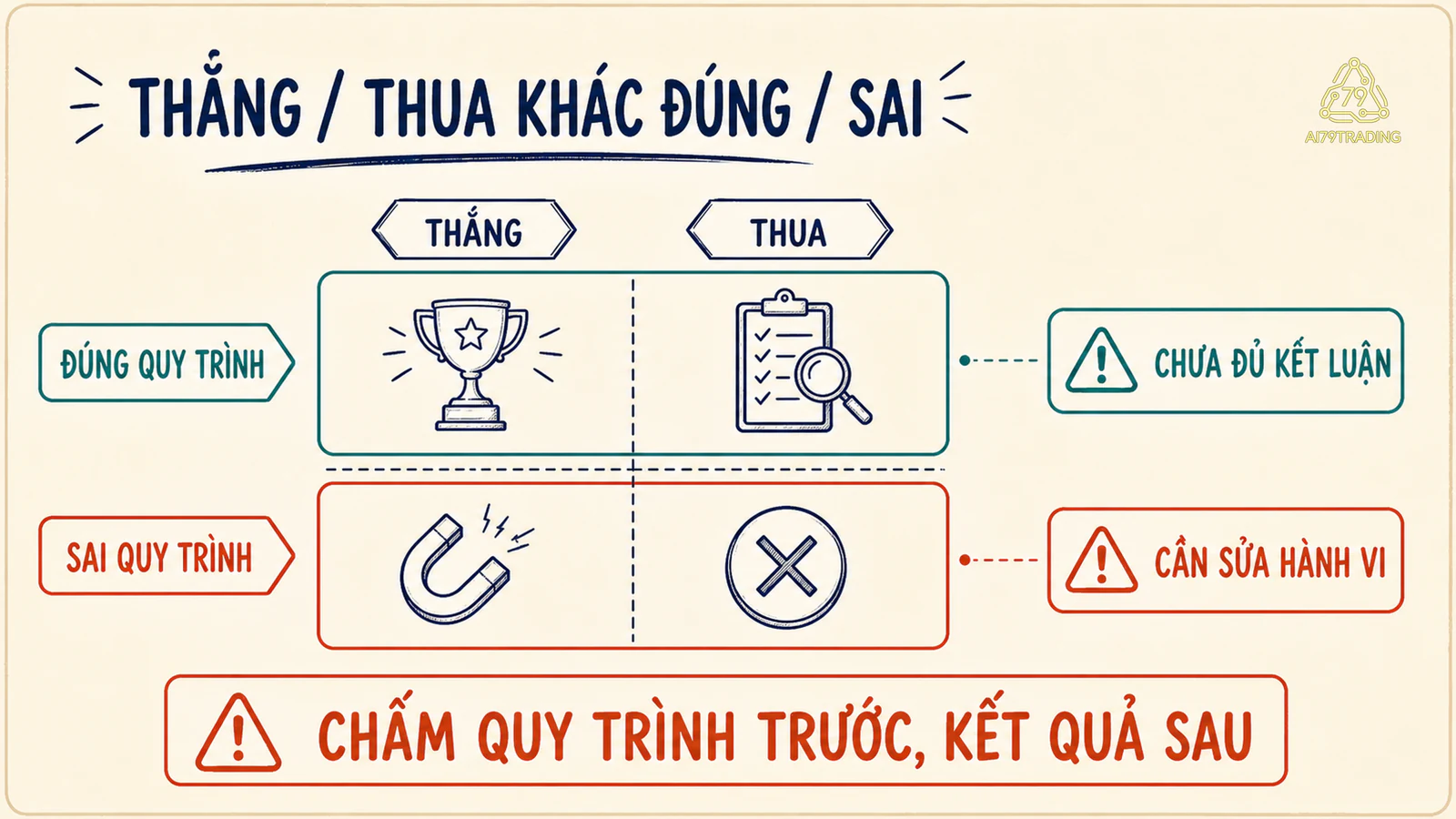 Ma trận phân biệt thắng thua với đúng sai quy trình giao dịch