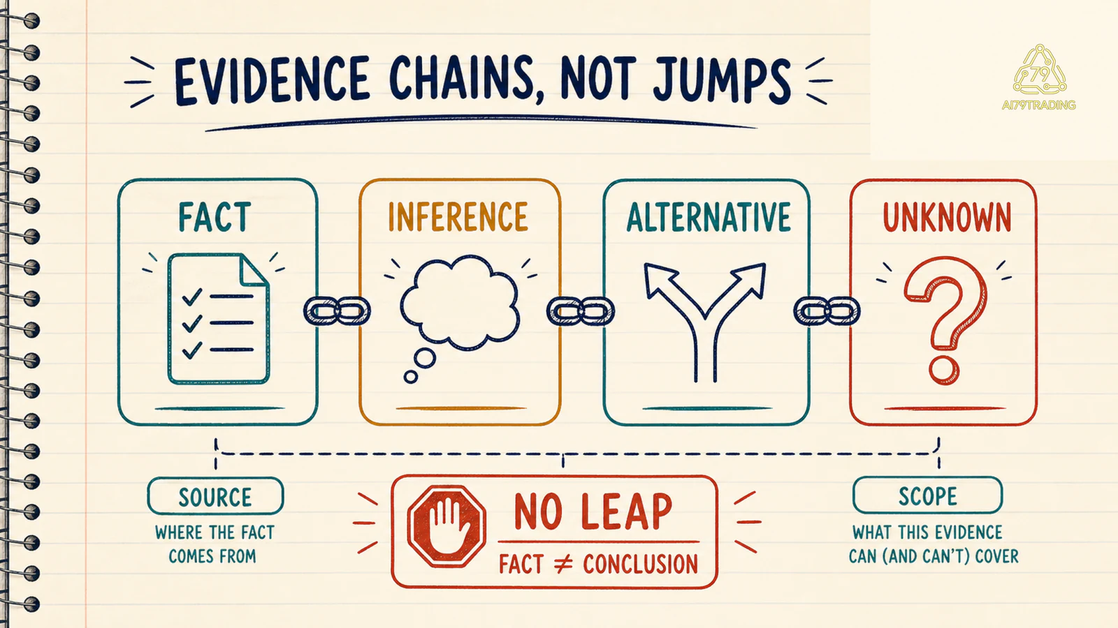 Bản đồ phân biệt fact inference alternative explanation và unknown