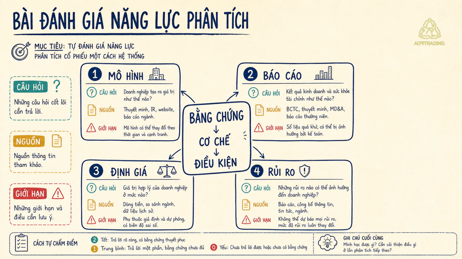 Bản đồ bốn trạm đánh giá năng lực phân tích từ mô hình đến rủi ro