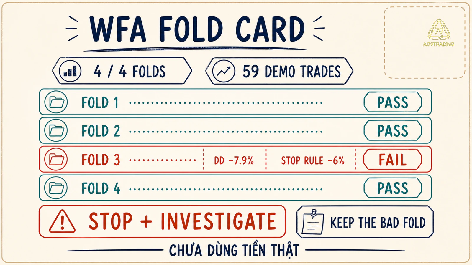 WFA Fold Card ghi bốn vòng ngoài mẫu và quyết định dừng điều tra