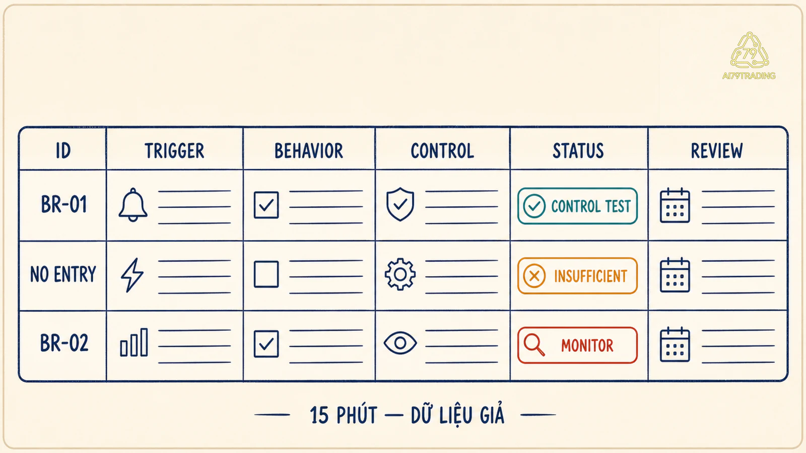Behavioral risk register ba tình huống giả đã điền