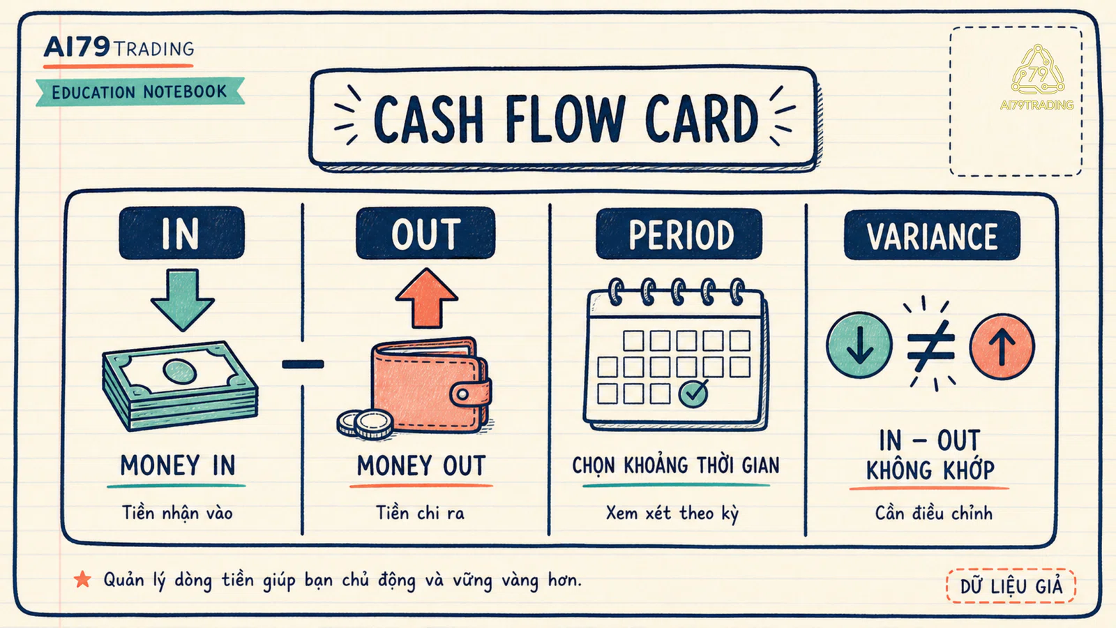 Thẻ cash flow theo period và variance
